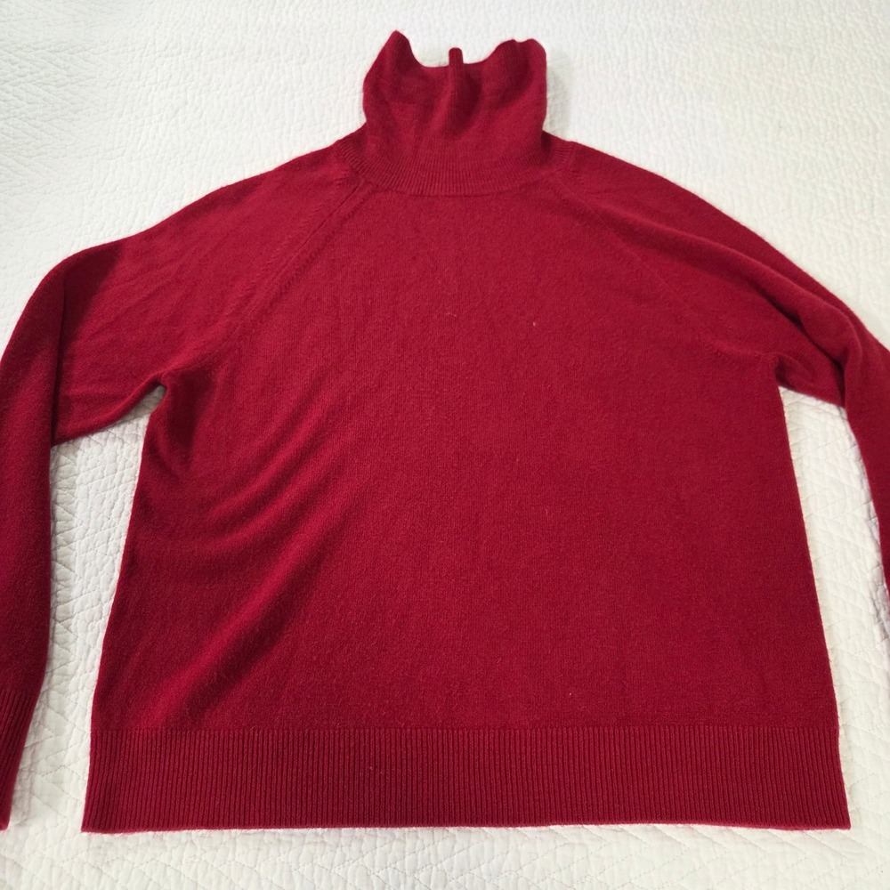 Mercer Street Studio Red Turtleneck Cashmere Blend Sweater L Raglan Sleeve